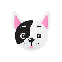 vector de dibujos animados cara de perro de raza bulldog francés.