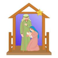 Christmas nativity scene with baby Jesus, Mary and Joseph vector