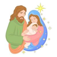 Christmas nativity scene with baby Jesus sleeping, Mary and Joseph vector