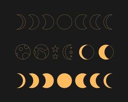 celestial outlone set gold moon vector