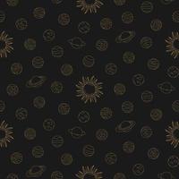 Celestial constellations astrological golden seamless pattern on dark background vector