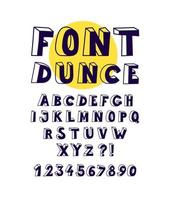 Font with volumetric linear letters. Vector. Letters for inscriptions. English alphabet, latin letters and numbers. Poster. Cartoon style.