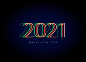 New Year 2021 numbers for digital display design. Neon lighting poster for party, event, invitations and calendars in cyberpunk, rave, popular futuristic style, ui and hud. Vector illustration.