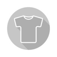 Grey t-shirt flat linear long shadow icon. Vector line symbol