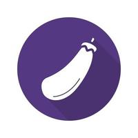 Eggplant flat design long shadow icon. Aubergine. Vector silhouette symbol