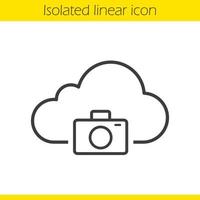 Photo hosting linear icon. Photocamera thin line illustration. Cloud computing contour symbol. Vector isolated outline drawing