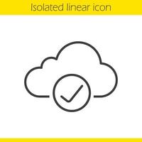 Cloud storage linear icon. Thin line illustration. Cloud computing check mark. Access granted contour symbol. Vector isolated outline drawing