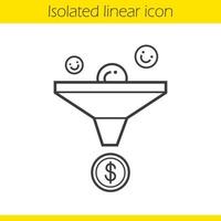 Sales funnel linear icon. Thin line illustration. Marketing funnel concept contour symbol. Vector isolated outline drawing