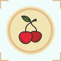 Cherries color icon. Isolated vector illustration