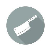 Butcher's knife flat design long shadow icon. Meat cleaver. Vector silhouette symbol