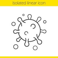 Virus linear icon. Bacterium thin line illustration. Round microorganism contour symbol. Vector isolated outline drawing