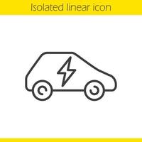 Electric car linear icon. Thin line illustration. Eco friendly vehicle contour symbol. Vector isolated outline drawing