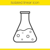 Chemical reaction linear icon. Thin line illustration. Medical lab beaker. Potion bottle. School laboratory flask contour symbol. Vector isolated outline drawing