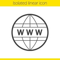 Global network linear icon. Thin line illustration. Internet connection. Www globe contour symbol. Vector isolated outline drawing