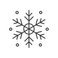 Snowflake linear icon. Thin line illustration. Snowy weather contour symbol. Vector isolated outline drawing