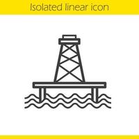 Offshore sea well linear icon. Thin line illustration. Oil production tower contour symbol. Vector isolated outline drawing