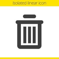 Trashcan linear icon. Dustbin thick line illustration. Wastebasket contour symbol. Vector isolated outline drawing