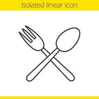 Eatery linear icon. Thin line illustration. Crossed fork and spoon contour symbol. Vector isolated outline drawing