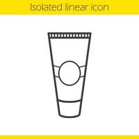 Tube for cream linear icon. Toothpaste thin line illustration. Aftershave cream contour symbol. Vector isolated outline drawing