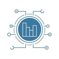 Digital charts flat linear long shadow icon. Analysis. Statistics. Vector line symbol