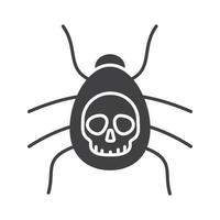 icono de araña venenosa. símbolo de silueta de error de peligro. Virus de computadora. espacio negativo. vector ilustración aislada