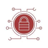 Lock icon. Cyber security silhouette symbol. Access denied. Closed padlock in microchip pathways. Negative space. Vector isolated illustration