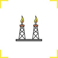 Gas tower color icon. Gas derrick. Isolated vector illustration