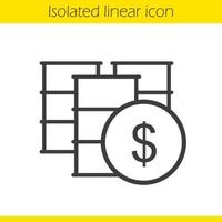 Oil barrels linear icon. Thin line illustration. Petrol trade contour symbol. Vector isolated outline drawing