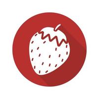 Strawberry flat design long shadow icon. Vector silhouette symbol