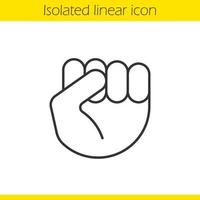 Squeezed fist gesture linear icon. Thin line illustration. Contour symbol. Vector isolated outline drawing