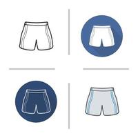 Shorts icon. Flat design, linear and color styles. Swimming trunks. Isolated vector illustrations