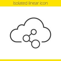 Cloud storage connection linear icon. Thin line illustration. Cloud computing network. Web storage concept contour symbol. Vector isolated outline drawing