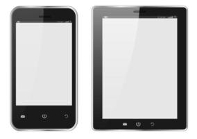tableta digital realista y teléfono móvil vector