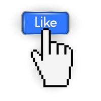 Like button and hand cursor vector