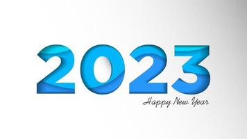 Feliz año nuevo 2023 plantilla de fondo. Ilustración de vector de vacaciones de números de corte de papel 2023.2023 Fondo de corte de papel diseño de cartel o banner festivo