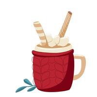 Cozy cup with a winter drink vector