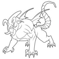 Dragon monster cartoon coloring page vector