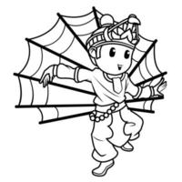 Dancer cartoon coloring page vector