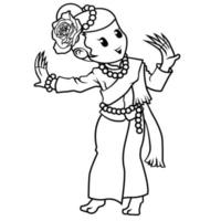 Dancer character coloring page vector