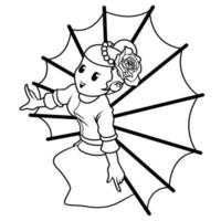 Dancer cartoon character coloring page vector