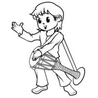 Musician cartoon character coloring page vector