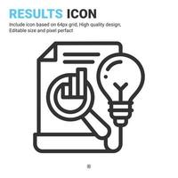 vector de icono de resultados con estilo de contorno aislado sobre fondo blanco. concepto de icono de símbolo de signo de resultado de ilustración vectorial para negocios digitales, finanzas, industria, empresa, aplicaciones, web y proyecto