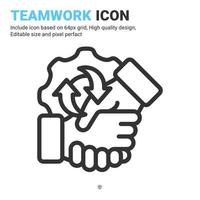 Teamwork icon vector with outline style isolated on white background. Vector illustration collaboration sign symbol icon concept for business, finance, industry, company, apps, web and project