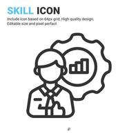 Skill icon vector with outline style isolated on white background. Vector illustration competence sign symbol icon concept for digital business, finance, industry, company, apps and all project