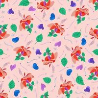 Repeat picture flowery hibiscus allover artwork pattern. A symmetrical, seamless textile pattern for different type of fabrics. Printable on any upholstery, wallcovering, tapestry etc. vector