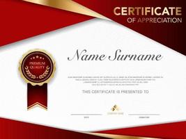 Certificate template red and gold luxury style image. Diploma of geometric modern design. eps10 vector. vector