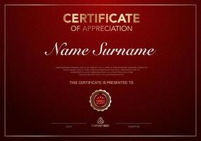 Certificate template red and gold luxury style image. Diploma of geometric modern design. eps10 vector. vector