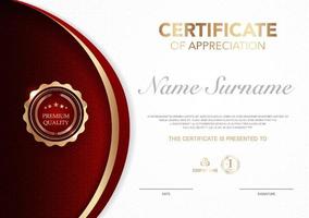 Certificate template red and gold luxury style image. Diploma of geometric modern design. eps10 vector. vector