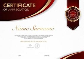 Certificate template red and gold luxury style image. Diploma of geometric modern design. eps10 vector. vector