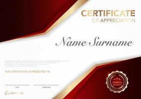 Certificate template red and gold luxury style image. Diploma of geometric modern design. eps10 vector. vector